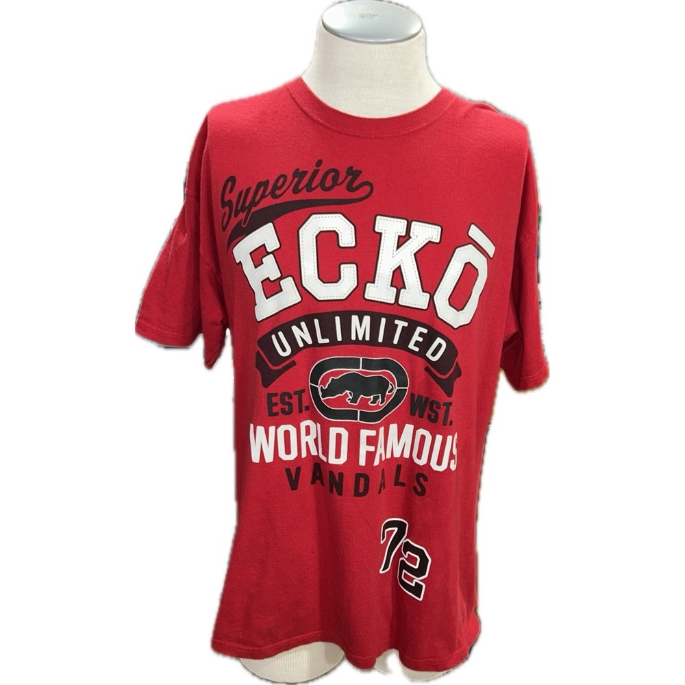 Ecko Unltd Mens XL Red Short Sleeve T-Shirt World Famous Vandals Graphic